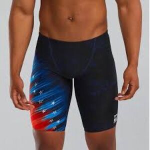 TYR Men's Black and Blue Swim Trunks